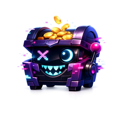 GlitchSpin Casino glitch-style 3D spinning vortex promo highlight image with neon accent on dark background